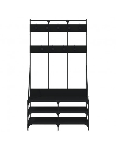 Appendiabiti con Porta Scarpe Nero 100x40x184 cm