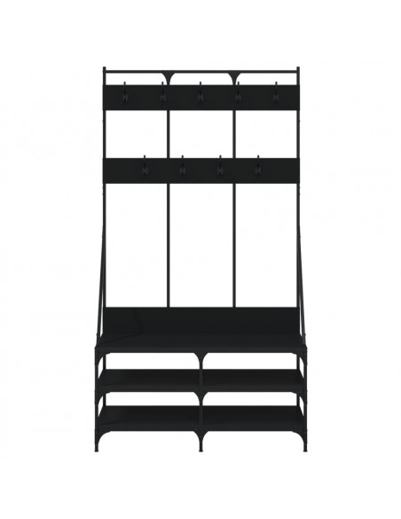 Appendiabiti con Porta Scarpe Nero 100x40x184 cm