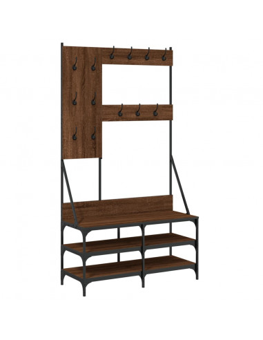 Appendiabiti con Porta Scarpe Rovere Marrone 100x40x184 cm