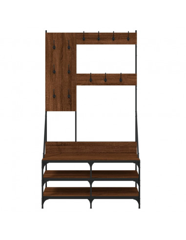 Appendiabiti con Porta Scarpe Rovere Marrone 100x40x184 cm