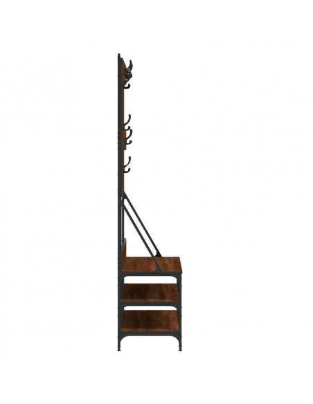 Appendiabiti con Porta Scarpe Rovere Marrone 100x40x184 cm