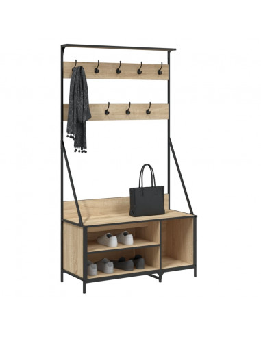 Appendiabiti con Porta Scarpe Rovere Sonoma 100x41x184 cm