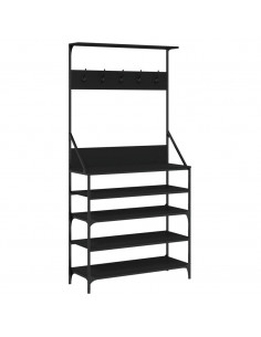 Appendiabiti con Porta Scarpe Nero 90x34x184 cm 2