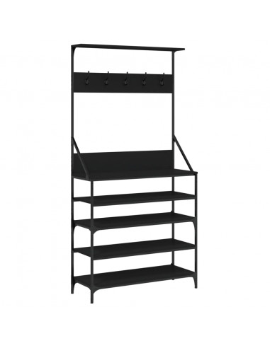 Appendiabiti con Porta Scarpe Nero 90x34x184 cm