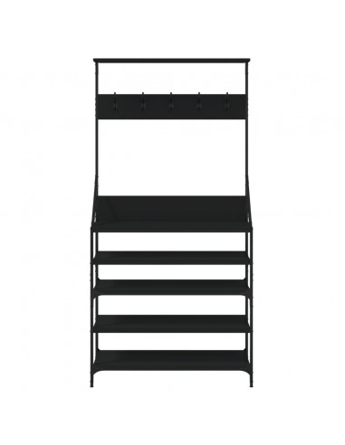 Appendiabiti con Porta Scarpe Nero 90x34x184 cm