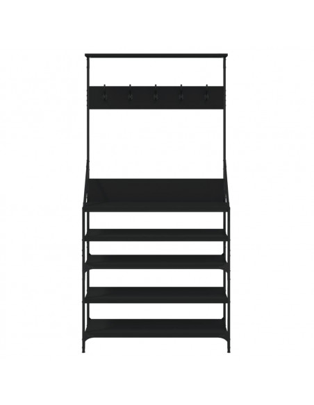 Appendiabiti con Porta Scarpe Nero 90x34x184 cm