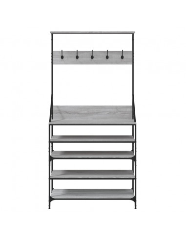 Appendiabiti con Porta Scarpe Grigio Sonoma 90x34x184 cm