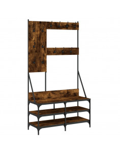 Appendiabiti con Porta Scarpe Rovere Fumo 100x40x184 cm 2