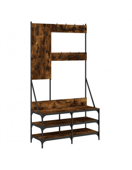 Appendiabiti con Porta Scarpe Rovere Fumo 100x40x184 cm