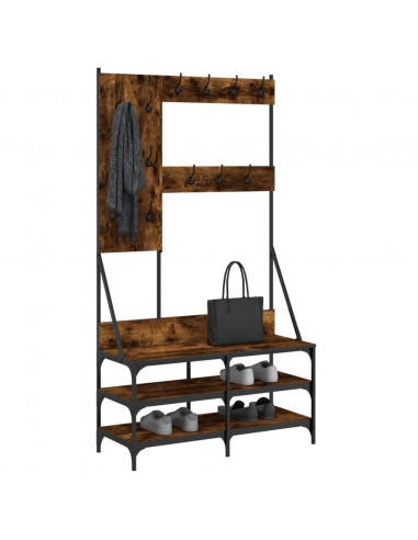 Appendiabiti con Porta Scarpe Rovere Fumo 100x40x184 cm