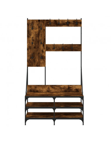 Appendiabiti con Porta Scarpe Rovere Fumo 100x40x184 cm