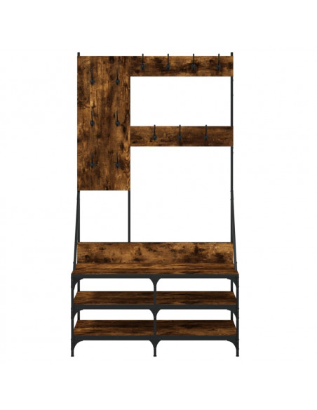 Appendiabiti con Porta Scarpe Rovere Fumo 100x40x184 cm