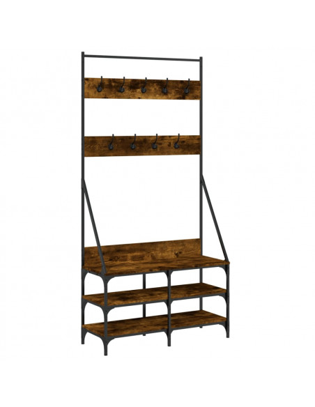 Appendiabiti con Porta Scarpe Rovere Fumo 90x34x184 cm