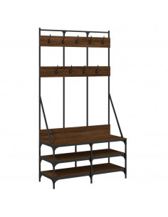 Appendiabiti con Porta Scarpe Rovere Marrone 100x40x184 cm 2