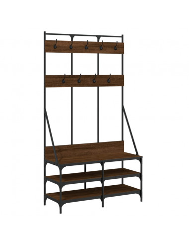 Appendiabiti con Porta Scarpe Rovere Marrone 100x40x184 cm
