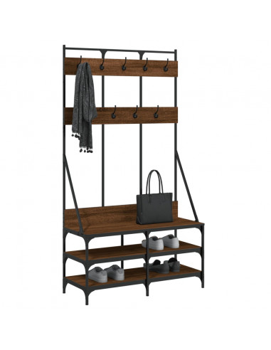 Appendiabiti con Porta Scarpe Rovere Marrone 100x40x184 cm