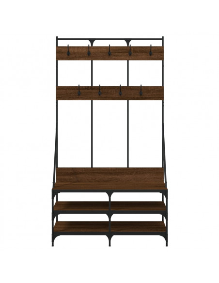 Appendiabiti con Porta Scarpe Rovere Marrone 100x40x184 cm