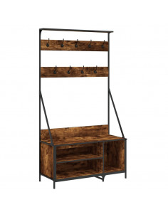Appendiabiti con Porta Scarpe Rovere Fumo 100x41x184 cm 2