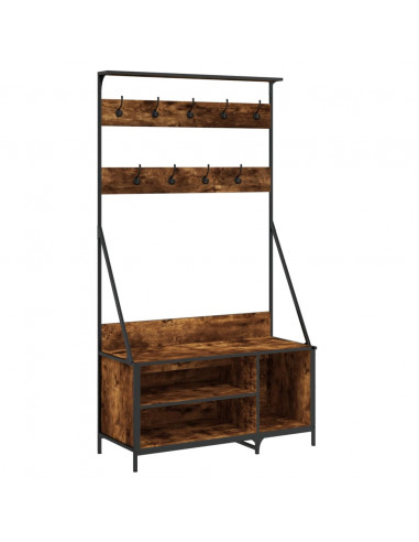 Appendiabiti con Porta Scarpe Rovere Fumo 100x41x184 cm