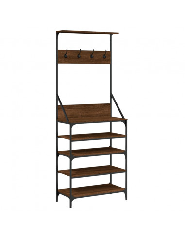 Appendiabiti con Porta Scarpe Rovere Marrone 70x34x184 cm