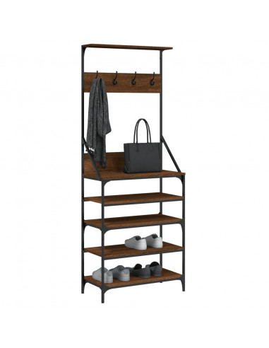 Appendiabiti con Porta Scarpe Rovere Marrone 70x34x184 cm
