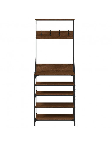 Appendiabiti con Porta Scarpe Rovere Marrone 70x34x184 cm