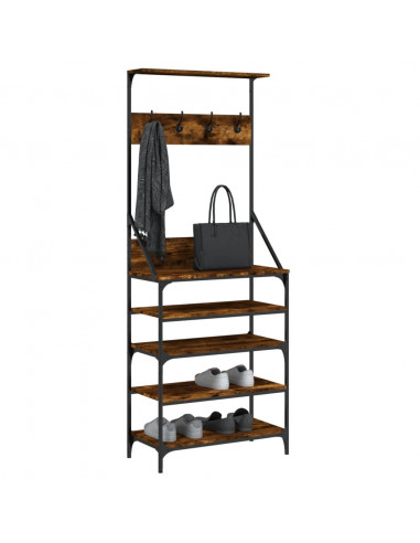 Appendiabiti con Porta Scarpe Rovere Fumo 70x34x184 cm