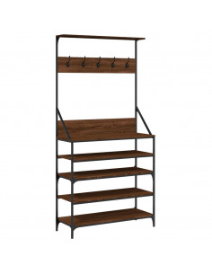 Appendiabiti con Porta Scarpe Rovere Marrone 90x34x184 cm 2