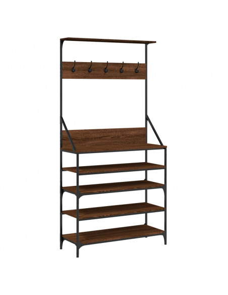 Appendiabiti con Porta Scarpe Rovere Marrone 90x34x184 cm