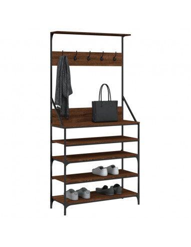 Appendiabiti con Porta Scarpe Rovere Marrone 90x34x184 cm
