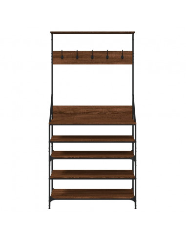 Appendiabiti con Porta Scarpe Rovere Marrone 90x34x184 cm