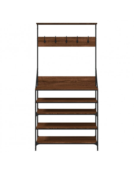 Appendiabiti con Porta Scarpe Rovere Marrone 90x34x184 cm