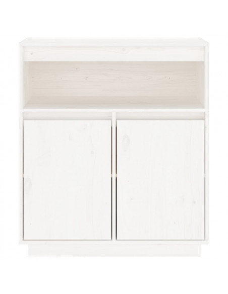 Credenza Bianca 70x34x80 cm in Legno Massello di Pino