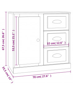 Credenza Bianca 70x35,5x67,5 cm in Legno Multistrato