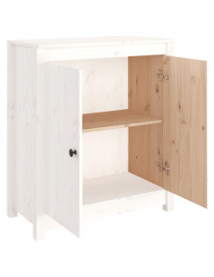 Credenza Bianca 70x35x80 cm in Legno Massello di Pino