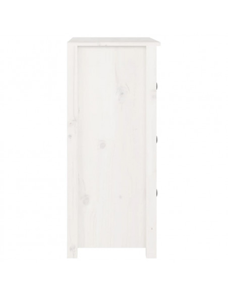 Credenza Bianca 70x35x80 cm in Legno Massello di Pino