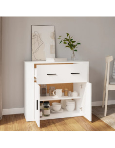 Credenza Bianca 80x33x70 cm in Legno Multistrato