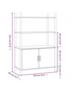 Credenza Bianca 80x40x121 cm in Legno Multistrato