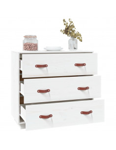 Credenza Bianca 80x40x75 cm in Legno Massello di Pino