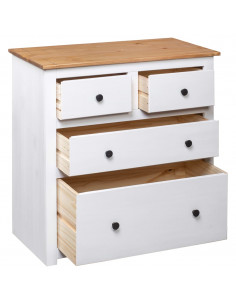 Credenza Bianca 80x40x83 cm in Legno Massello di Pino Panama