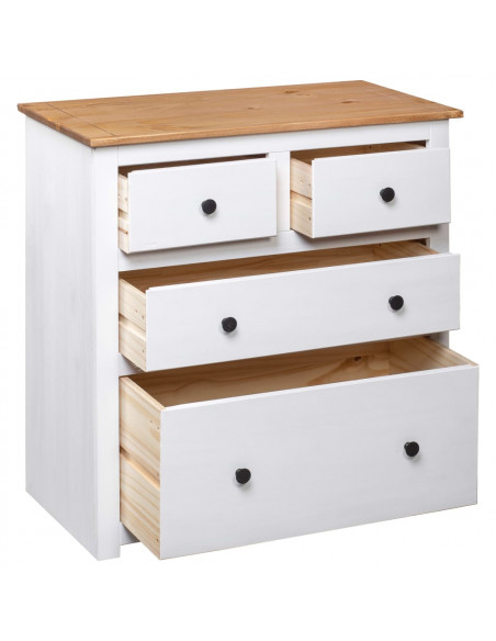 Credenza Bianca 80x40x83 cm in Legno Massello di Pino Panama