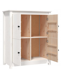 Credenza Bianca 83x41,5x100 cm in Legno Massello di Pino