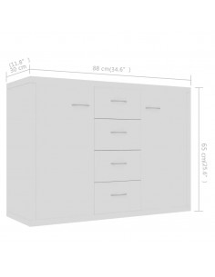 Credenza Bianca 88x30x65 cm in Legno Multistrato