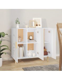 Credenza Bianca 90x34x80 cm in Legno Multistrato
