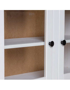 Credenza Bianca 93x40,5x180 cm in Legno Massello di Pino Panama