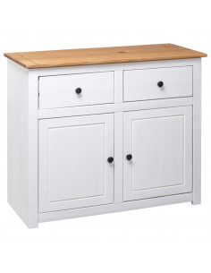 Credenza Bianca 93x40x80 cm in Legno Massello di Pino Panama