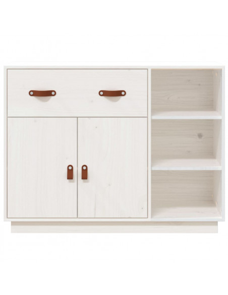Credenza Bianca 98,5x40x75 cm in Legno Massello di Pino