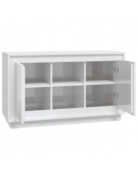 Credenza Bianco Lucido 102x35x60 cm in Legno Multistrato