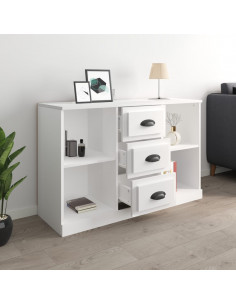 Credenza Bianco Lucido 104,5x35,5x67,5 cm in Legno Multistrato