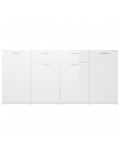 Credenza Bianco Lucido 160x36x75 cm in Legno Multistrato